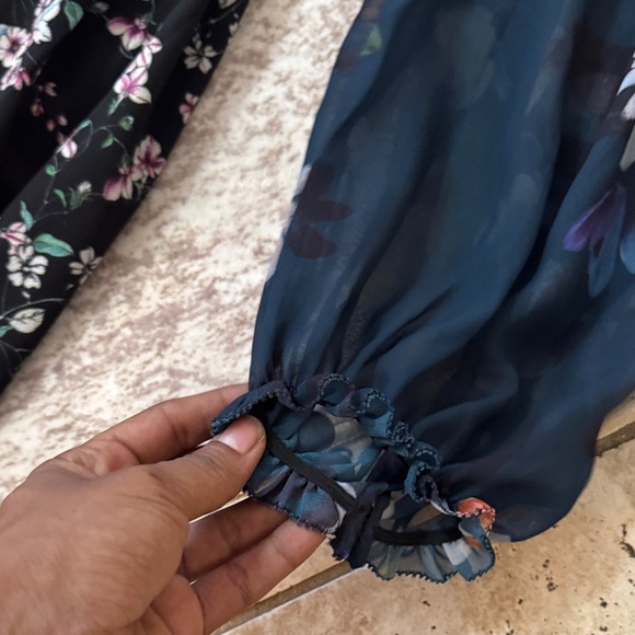 FRENCH CONNECTION Celia Floral Maxi Dress in Blue and Black size 4 - Picture 6 of 12